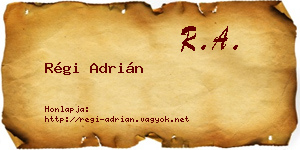 Régi Adrián névjegykártya